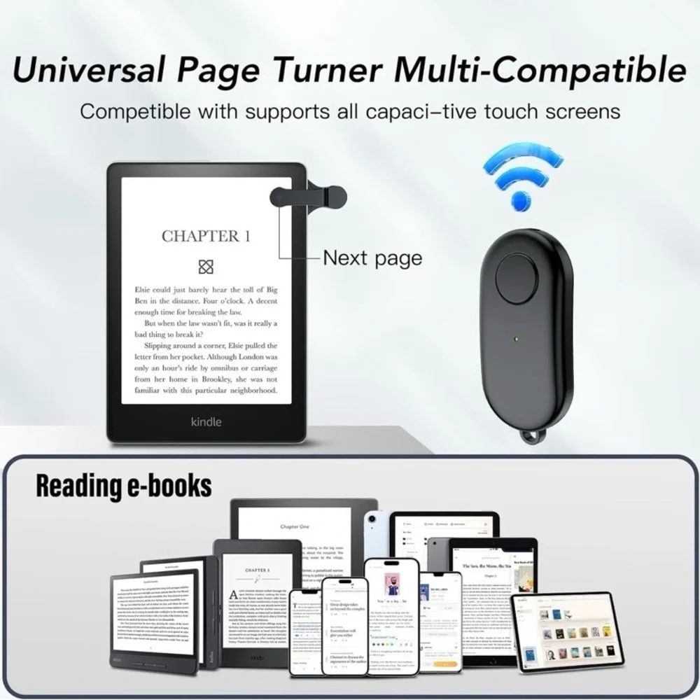 NEW Remote Page Turner for Kindle, iPad & Tablets – Wireless Reading Clicker